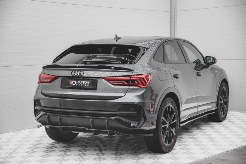 Maxton Mittlerer Diffusor Heck Ansatz DTM Look für Audi Q3 Sportback S-Line schwarz Hochglanz AU-Q3-2-SLINE-SB-RD1G+RD2-G