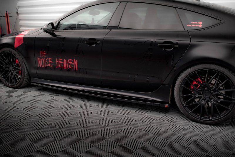 Maxton Seitenschweller Ansatz Audi A7 RS7 Look C7 schwarz Hochglanz AU-A7-C7-SLINE-SD1-G