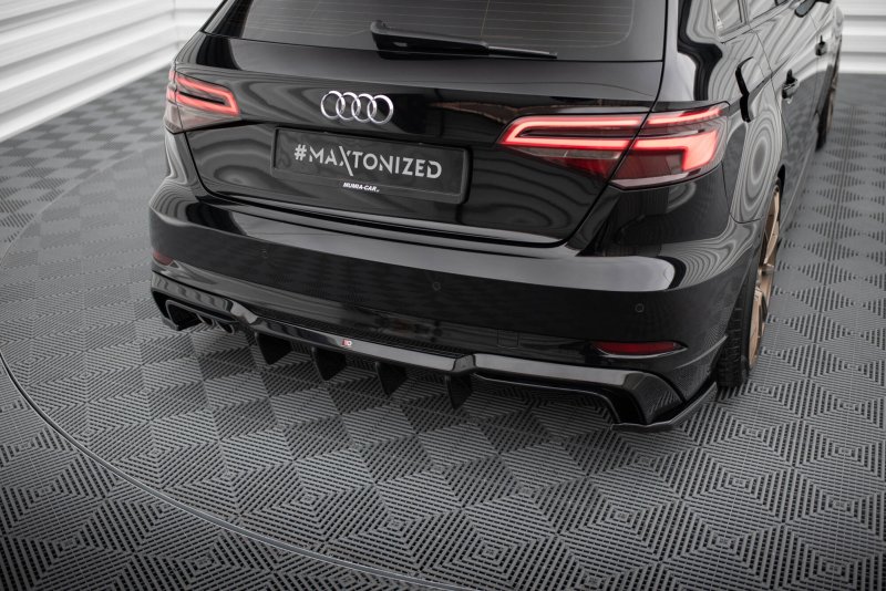 Maxton Diffusor Heck Ansatz Audi A3 S-Line Sportback 8V Facelift (Version mit Doppelauspuff auf einer Seite) AU-S3-3F-SB-RS1GOO__