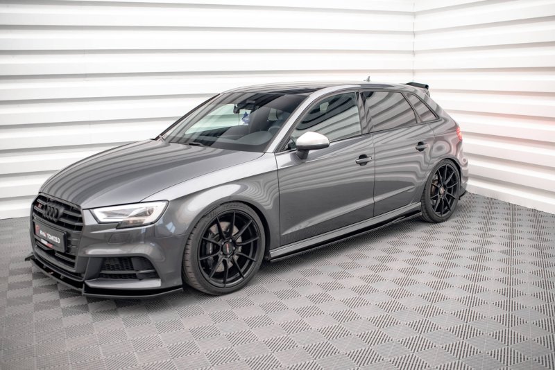 Maxton Seitenschweller Ansatz für Audi S3 / A3 S-Line Sportback 8V Facelift schwarz Hochglanz AU-S3-3F-SB-SD1-G