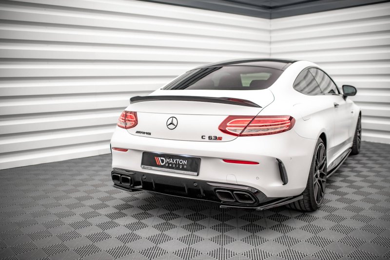 Maxton Heck Ansatz Flaps Diffusor für Mercedes-AMG C 63 AMG Coupe C205 Facelift schwarz Hochglanz ME-C-205F-AMG-C-RSD1-G