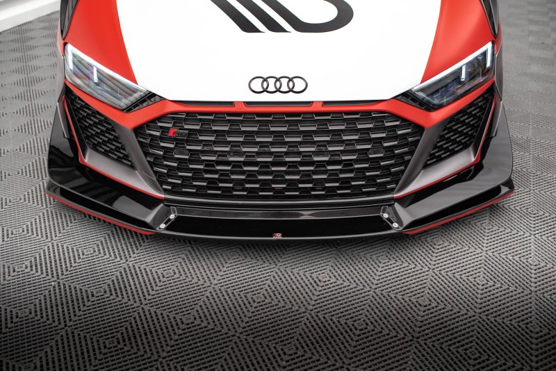 Maxton Front Ansatz für Audi R8 Mk2 Facelift schwarz Hochglanz AU-R8-2F-FD2G+FD2R-G