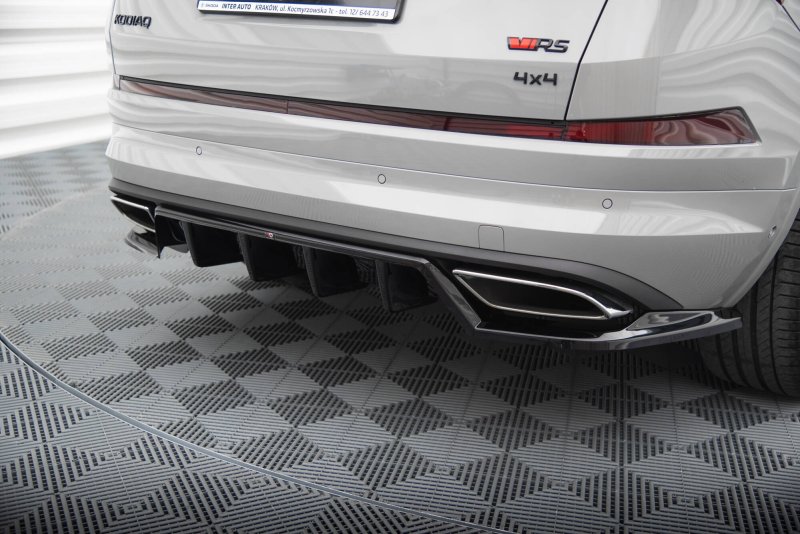 Maxton Mittlerer Cup Diffusor Heck Ansatz Skoda Kodiaq RS Mk1 / Mk1 Facelift schwarz Hochglanz SK-KO-1F-RS-RD1G+RD2-G