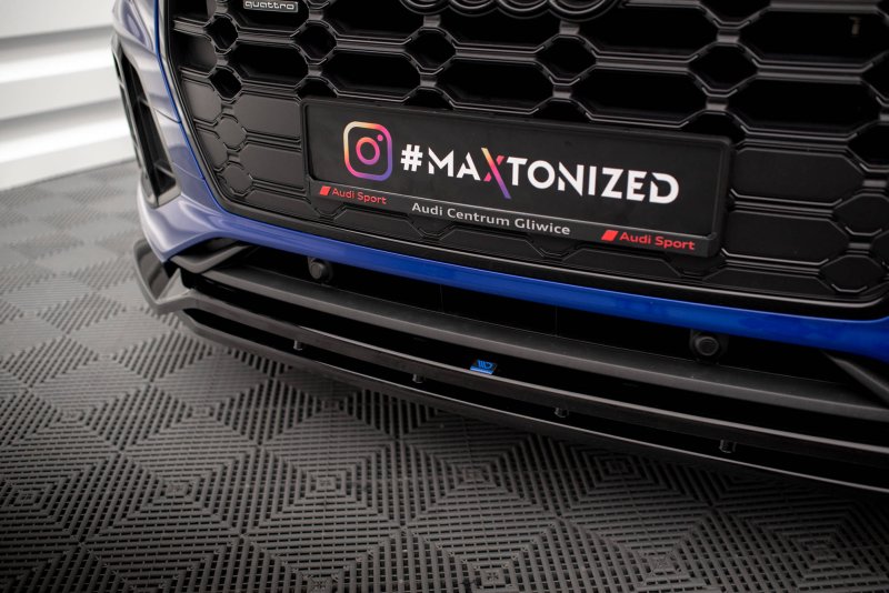Maxton Front Ansatz V.1 für Audi SQ5 / Q5 S-Line SUV / Sportback Mk2 Facelift schwarz Hochglanz AU-SQ5-2F-SB-FD1G+FD1R-G