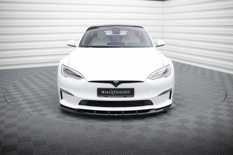 Maxton Front Ansatz V.3 Tesla Model S Plaid Mk1 Facelift schwarz Hochglanz TE-MODELS-1F2-PL-FD3-G
