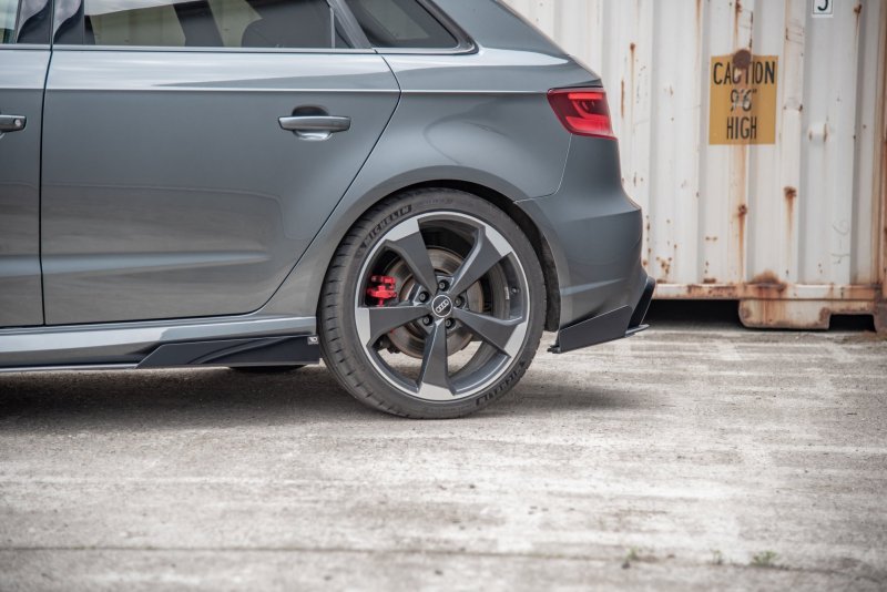 Maxton Racing Heck Ansatz Flaps Diffusor +Flaps für Audi RS3 8V Sportback schwarz Hochglanz AURS38VCNC-RSD1BRB+RSF1-G
