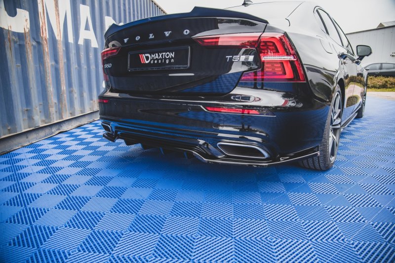 Maxton Mittlerer Diffusor Heck Ansatz DTM Look für Volvo S60/V60 R-Design Mk3 schwarz Hochglanz VO-S60-3-RDESIGN-RD1G+RD2-G