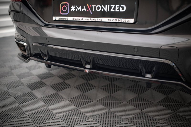 Maxton Mittlerer Diffusor Heck Ansatz DTM Look für V.3 BMW X6 M-Paket G06 schwarz Hochglanz BM-X6-06-MPACK-RD3G+RD5-G