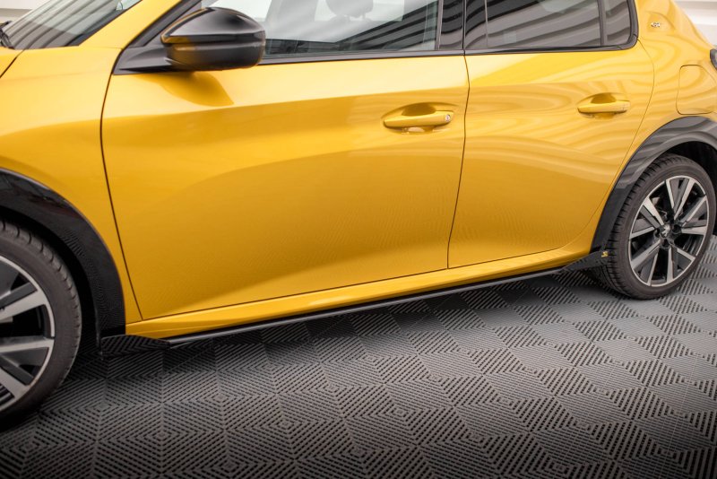 Maxton Street Pro Seitenschweller Ansatz für + Flaps Peugeot 208 GT Mk2 schwarz Hochglanz PE2082GTCNC-SD1B+SF1-G