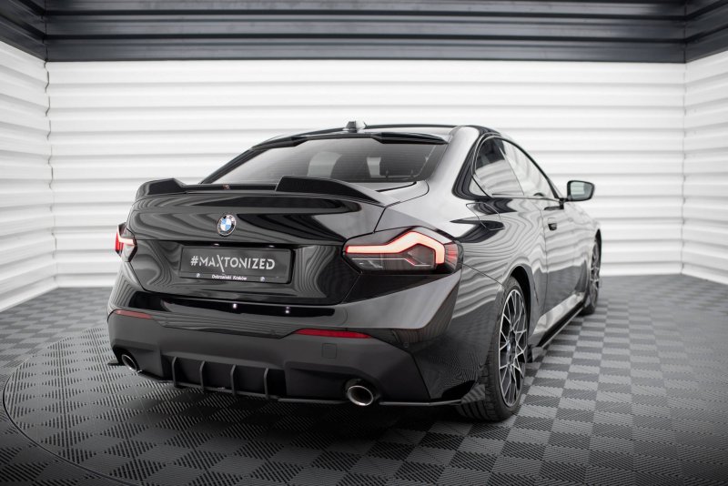 Maxton Street Pro Heck Ansatz Flaps Diffusor + Flaps BMW 2 Coupe G42 schwarz Hochglanz BM2G42CNC-RSD1BRB+RSF1-G