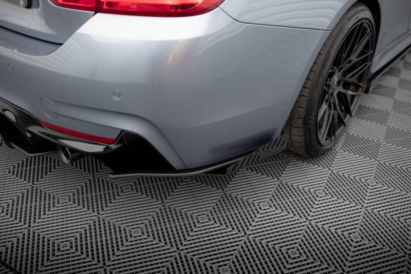 Maxton Street Pro Heck Ansatz Flaps Diffusor + Flaps BMW 4er35i Coupe M-Paket F32 schwarz Hochglanz BM4F32MPACKCNC-RSD1BRB+RSF1-G