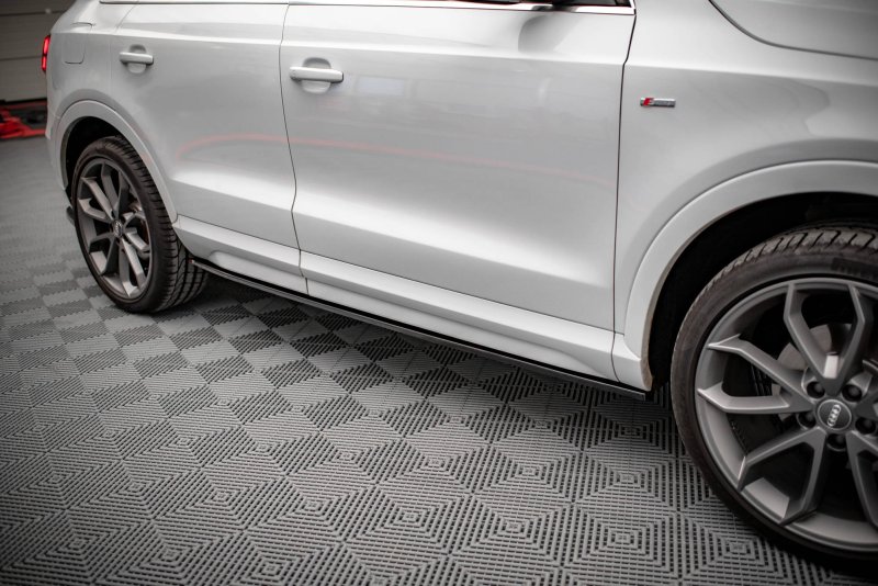 Maxton Seitenschweller Ansatz für Audi Q3 8U Facelift schwarz Hochglanz AU-Q3-1F-SLINE-SD1-G