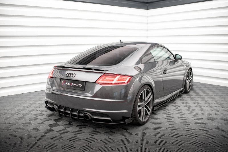 Maxton Street Pro Heck Ansatz Flaps Diffusor + Flaps Audi TT S-Line 8S schwarz Hochglanz AUTT3SLINECNC-RSD1BRB+RSF1-G