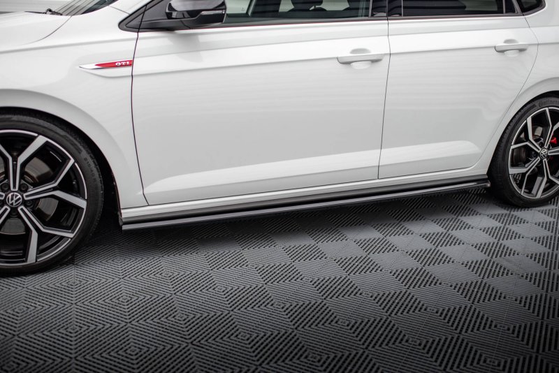 Maxton Seitenschweller Ansatz VW Polo AW GTI Facelift schwarz Hochglanz VW-PO-6F-GTI-SD1-G