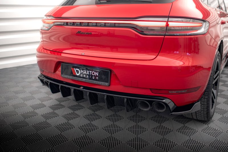 Maxton Diffusor Heck Ansatz Porsche Macan GTS / Sport Design Mk1 Facelift schwarz Hochglanz PO-MA-1F-RS1GOO_OO+RS1R-G