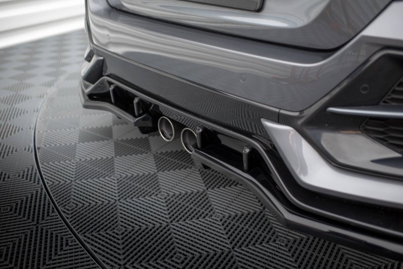 Maxton Mittlerer Diffusor Heck Ansatz DTM Look für Honda Civic Sport Mk 10 Facelift schwarz Hochglanz HO-CI-10-SPORT-RSD1G+RD1-G
