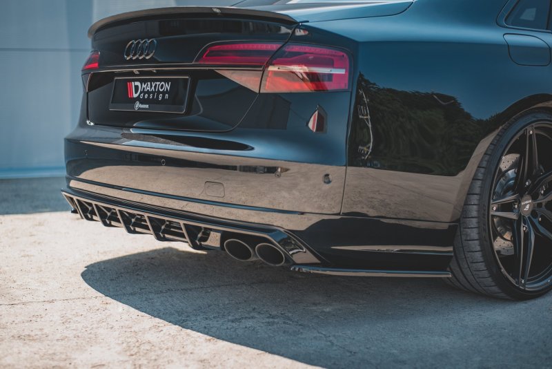 Maxton Heck Ansatz Flaps Diffusor V.2 für Audi S8 D4 Facelift schwarz Hochglanz AU-S8-D4-RSD2-G