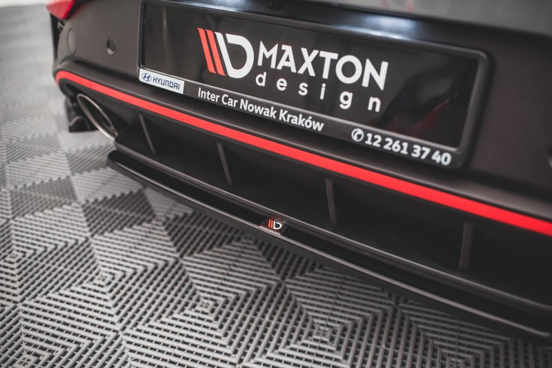 Maxton Mittlerer Diffusor Heck Ansatz für Hyundai I30 N Hatchback Mk3 Facelift schwarz Hochglanz HY-I30-3F-N-RD1-G