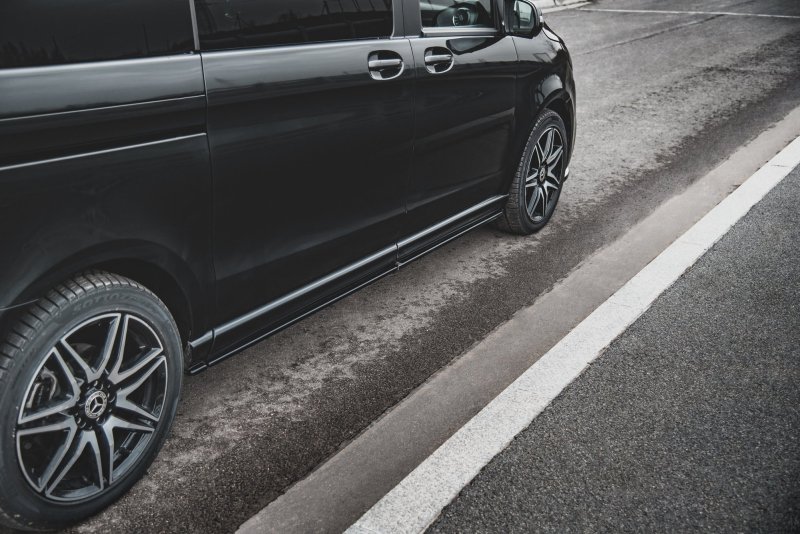 Maxton Seitenschweller Ansatz für Mercedes-Benz V-Klasse Long AMG-Line W447 Facelift schwarz Hochglanz ME-V-447F-AMGLINE-SD1A+B+C-G