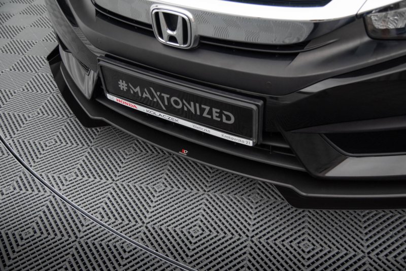 Maxton Street Pro Front Ansatz + Flaps Honda Civic Mk10 schwarz Hochglanz HOCI10CNC-FD1BRB+FSF1-G