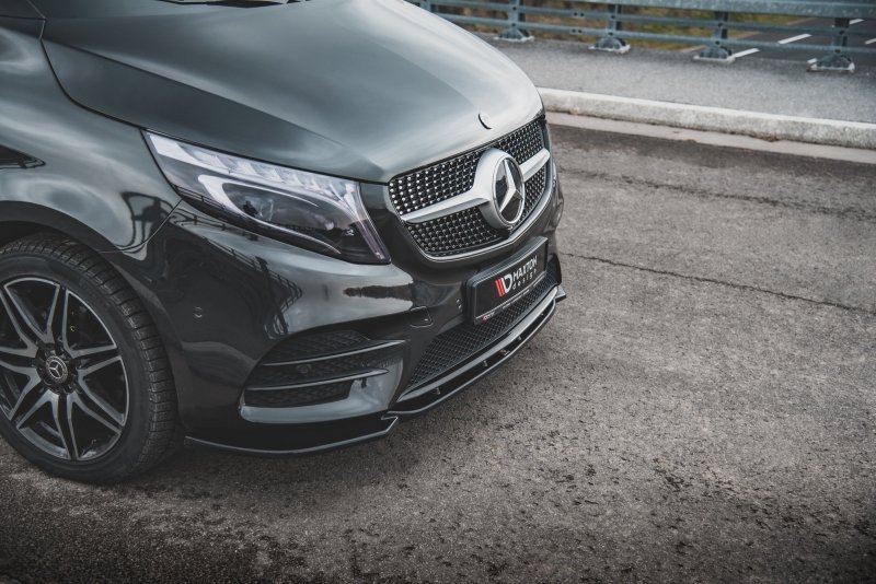 Preview: Maxton Front Ansatz V.1 für Mercedes-Benz V-Klasse AMG-Line W447 Facelift schwarz Hochglanz ME-V-447F-AMGLINE-FD1-G