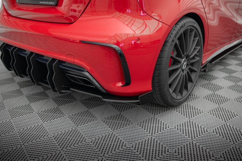 Maxton Street Pro Heck Ansatz Flaps Diffusor + Flaps Mercedes-Benz A 45 AMG W176 Facelift schwarz Hochglanz MEA176FAEROCNC-RSD1BRB+RSF1-G