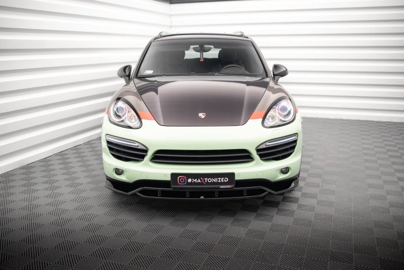 Maxton Front Ansatz für Porsche Cayenne Mk2 schwarz Hochglanz PO-CAY-2-FD1G+FD1R-G