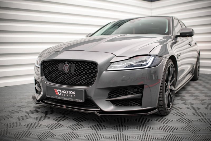 Maxton Front Ansatz V.1 für Jaguar XF R-Sport Mk2 schwarz Hochglanz JA-XF-2-RSPORT-FD1-G