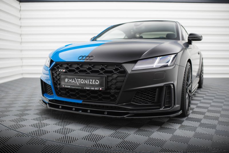 Maxton Front Ansatz V.2 Audi TT S / TT S-Line 8S Facelift schwarz Hochglanz AU-TT-3F-S-FD2-G