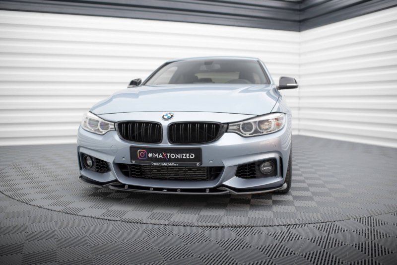 Maxton Front Ansatz V.3 BMW 4er Coupe / Gran Coupe / Cabrio M-Paket F32 / F36 / F33 schwarz Hochglanz BM-4-F32-MPACK-FD3-G
