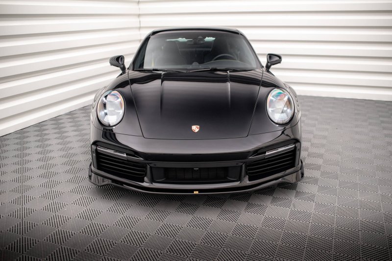 Maxton Front Ansatz für Porsche 911 Turbo S 992 schwarz Hochglanz PO-911-992-TURBO-S-FD1-G
