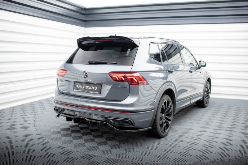 Maxton Mittlerer Cup Diffusor Heck Ansatz VW Tiguan Allspace R-Line Mk2 Facelift schwarz Hochglanz VW-TI-2F-RLINE-LWB-RD1G+RD2-G