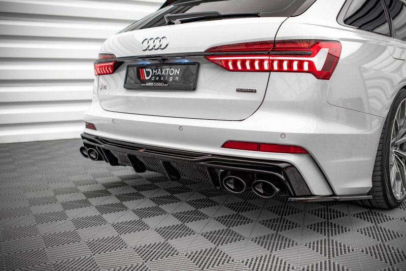 Maxton Diffusor Heck Ansatz + Endschalldampfer Sportauspuff Attrappe Audi A6 S-Line / S6 C8 / C8 Facelift AU-A6-C8-SLINE-RS1G+RS1RG+BLACK