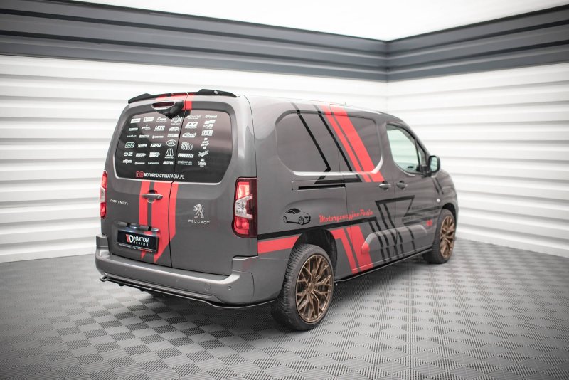 Maxton Mittlerer Diffusor Heck Ansatz DTM Look für Peugeot Partner Mk3 schwarz Hochglanz PE-PA-3-RD1G+RD2-G