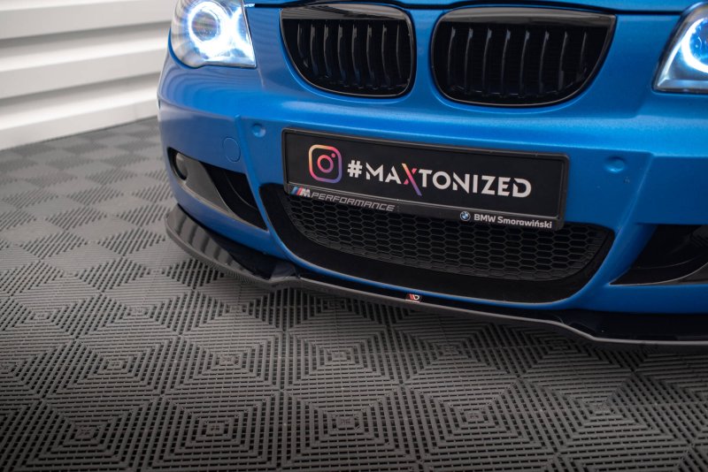 Maxton Front Ansatz V.1 BMW 1er M-Paket E87 / E81 Facelift schwarz Hochglanz BM-1-87F-MPACK-FD1-G