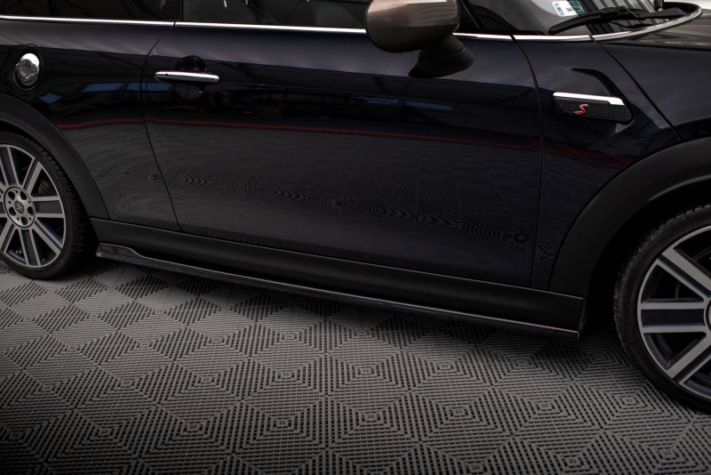 Maxton Seitenschweller Ansatz für Mini Cooper S F56 Facelift schwarz Hochglanz MC-S-3F-56-JCW-SD1-G