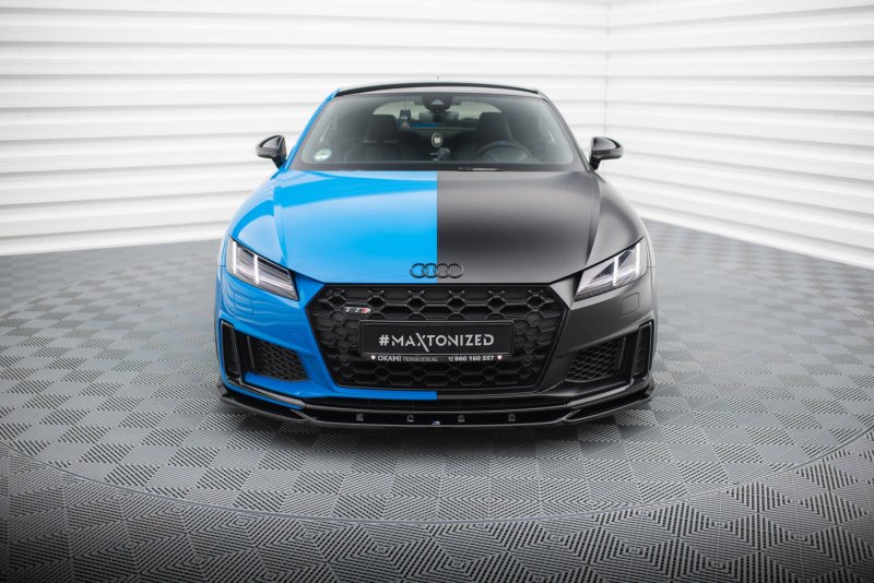 Maxton Front Ansatz V.2 Audi TT S / TT S-Line 8S Facelift schwarz Hochglanz AU-TT-3F-S-FD2-G