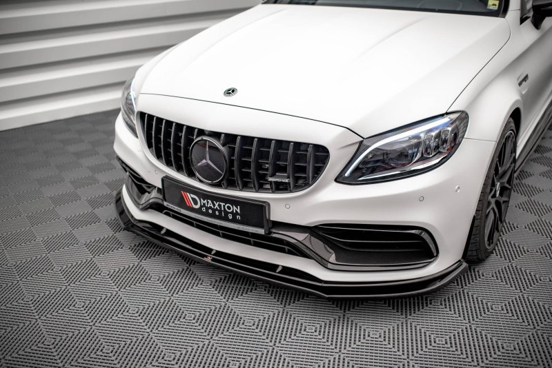 Maxton Front Ansatz V.3 für Mercedes-AMG C63 Coupe AMG Aero Pack C205 Facelift schwarz Hochglanz ME-C-205F-AMG-C-FD3-G