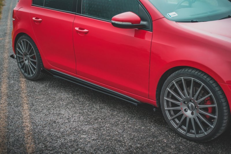 Maxton Racing Seitenschweller Ansatz + Flaps Volkswagen Golf GTI Mk6  schwarz Hochglanz VWGO6GTICNC-SD1BRB+SRF1-G