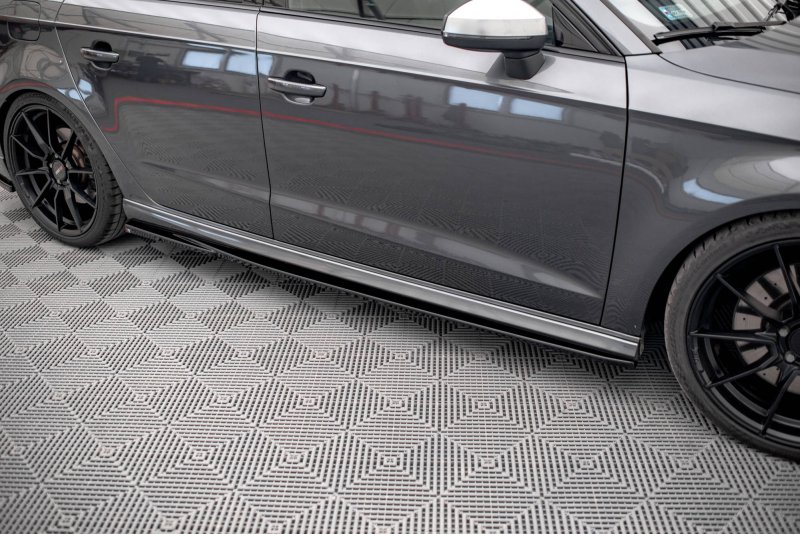 Maxton Seitenschweller Ansatz für Audi S3 / A3 S-Line Sportback 8V Facelift schwarz Hochglanz AU-S3-3F-SB-SD1-G