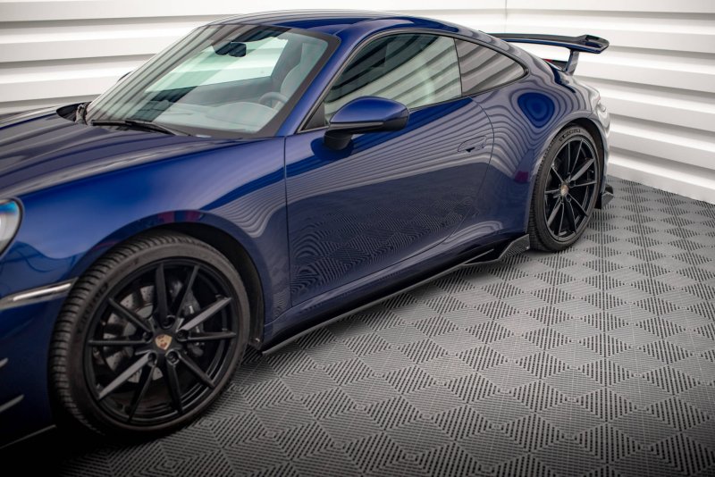 Maxton Seitenschweller Ansatz für V.2 für Porsche 911 Carrera Aero 992 schwarz Hochglanz PO-911-992-CA-AERO-SD2-G