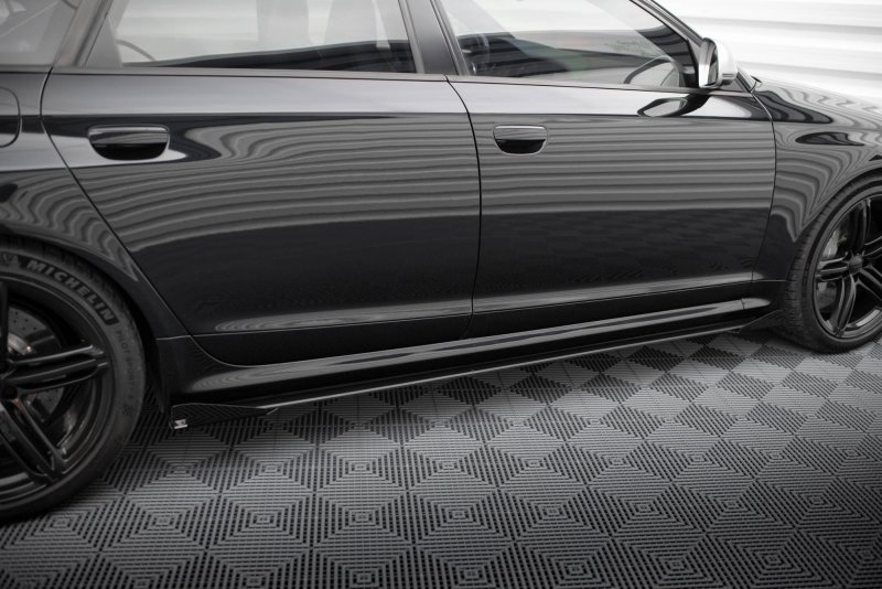 Maxton Street Pro Seitenschweller Ansatz für + Flaps Audi RS6 Avant C6 schwarz Hochglanz AURS6C6CNC-SD1BRB+SF1-G