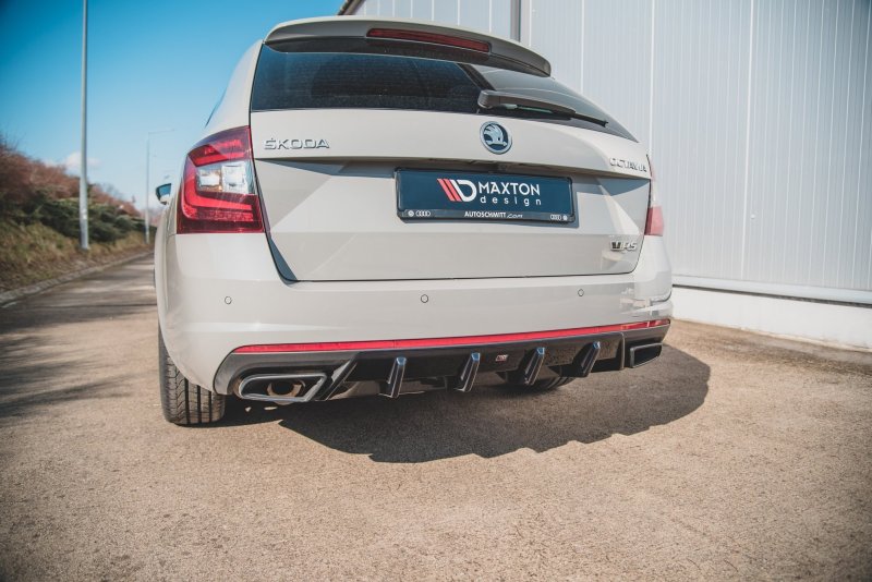 Maxton Diffusor Heck Ansatz V.1 für Skoda Octavia RS Mk3 / Mk3 FL Hatchback / Kombi schwarz Hochglanz SK-OC-3-RS-RS1-G