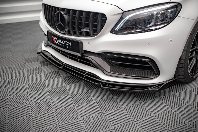 Maxton Front Ansatz V.2 für Mercedes-AMG C63 Coupe AMG Aero Pack C205 Facelift schwarz Hochglanz ME-C-205F-AMG-C-FD2-G