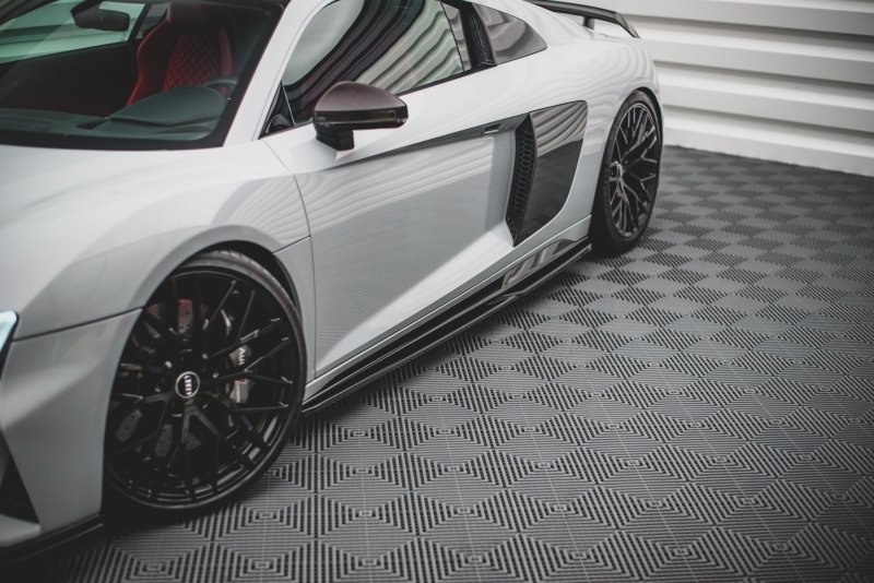 Maxton Seitenschweller Ansatz für Audi R8 Mk2 Facelift schwarz Hochglanz AU-R8-2F-SD1-G