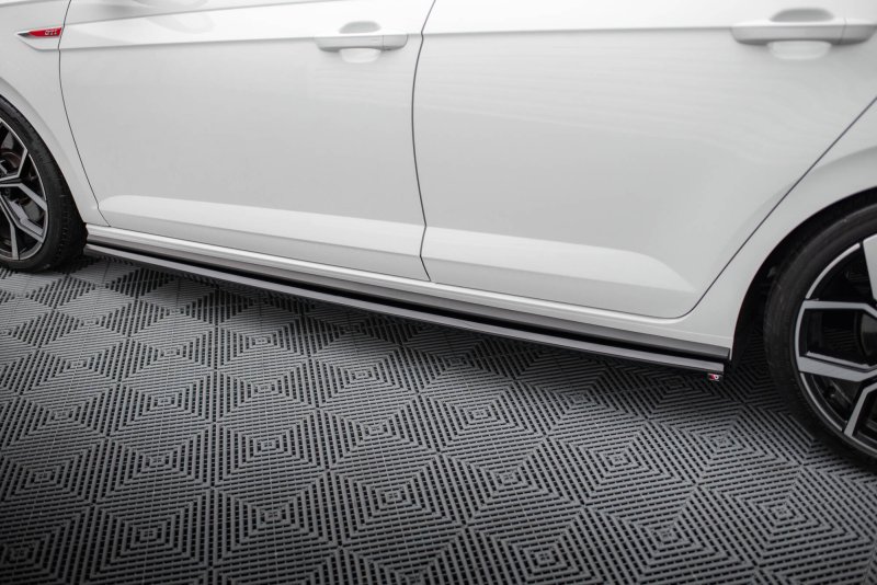 Maxton Seitenschweller Ansatz VW Polo AW GTI Facelift schwarz Hochglanz VW-PO-6F-GTI-SD1-G