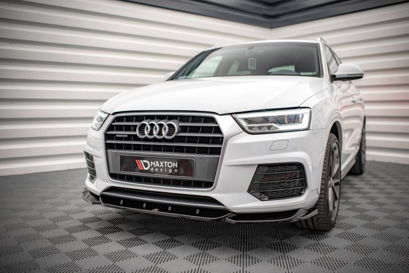 Maxton Front Ansatz V.1 für Audi Q3 8U Facelift schwarz Hochglanz AU-Q3-1F-SLINE-FD1-G