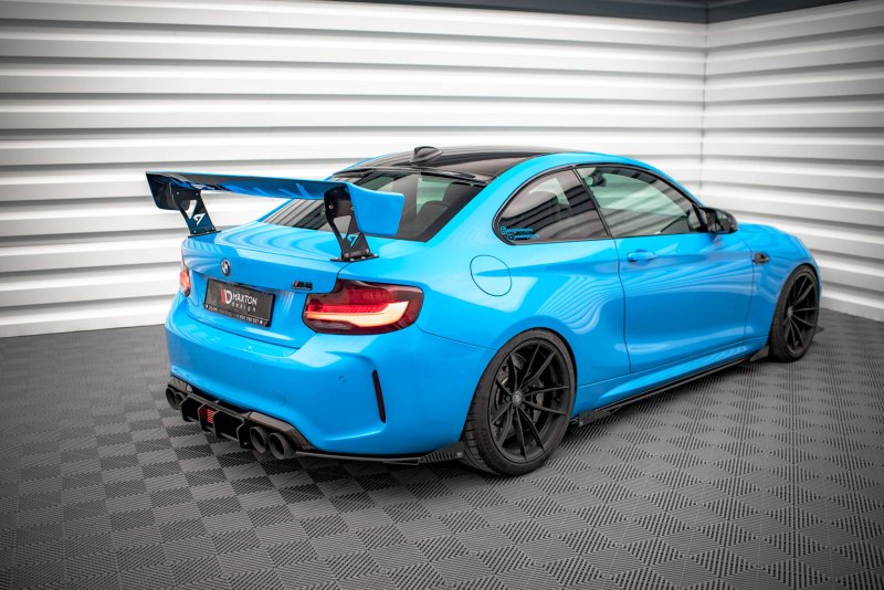 Maxton Street Pro Heck Ansatz Flaps Diffusor +Flaps für BMW M2 F87 schwarz Hochglanz BM287MCOMPCNC-RSD1BRB+RSF1-G