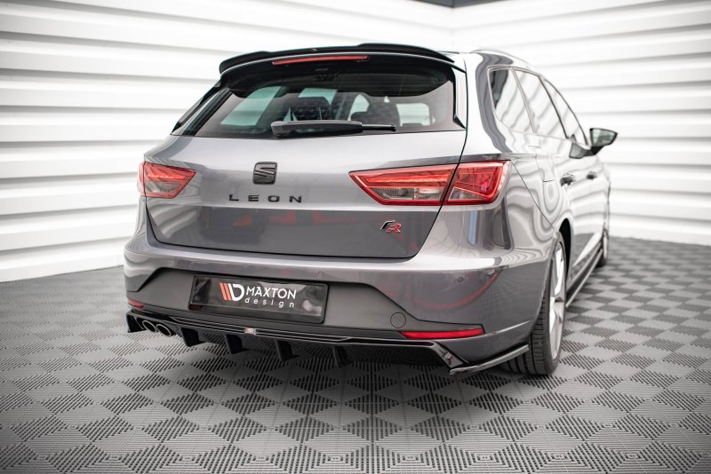 Maxton Diffusor Heck Ansatz für Seat Leon FR Sportstourer Mk3 schwarz Hochglanz SE-LE-3-FR-ST-RS1-G