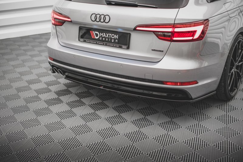 Maxton Heck Ansatz Flaps Diffusor V.2 für Audi A4 S-Line B9 schwarz Hochglanz AU-A4-B9-SLINE-RSD2-G